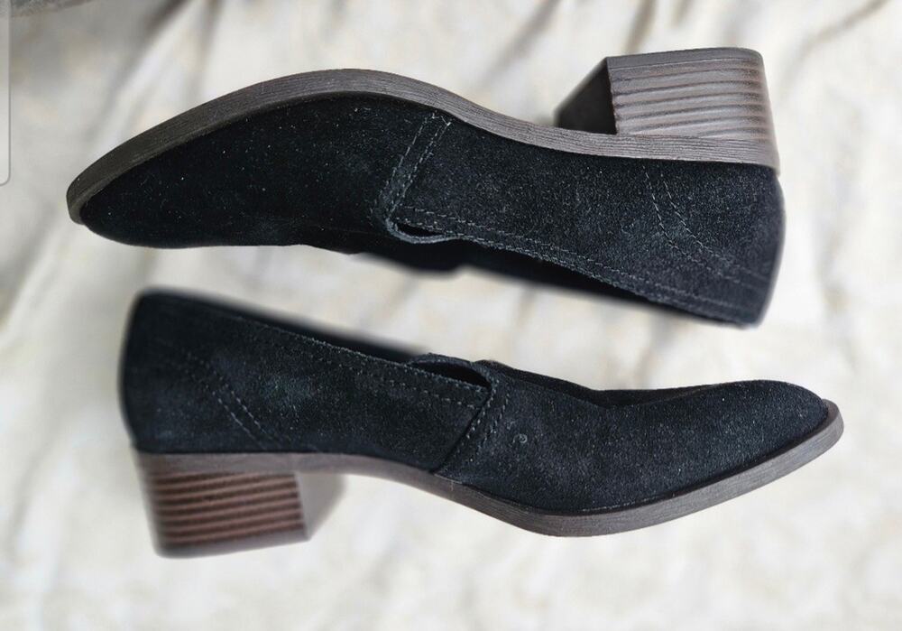 Crown Vintage Black Suede womens Loafers 10M New NWOB, slip ons preppy academia